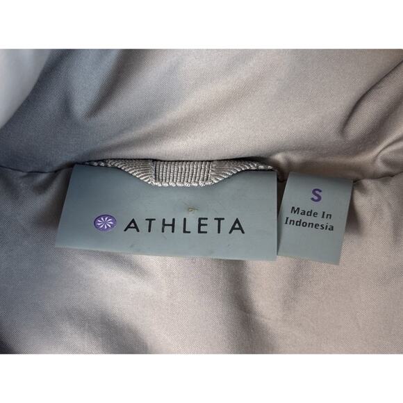 Athleta Jacket Small Responsible Goose Down Gray Pebble Puffer Quilted Coat - Picture 3 of 13